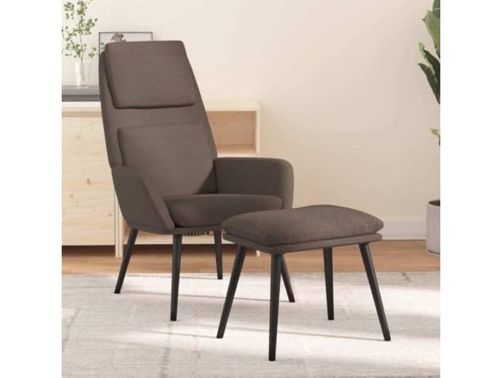 HEFZGDB Relaxsessel mit Hocker Taupe Stoff, Bequemer Sessel mit Fußhocker fürs Wohnzimmer, Strapazierfähiger und Atmungsaktiver Stoffbezug, Robuster Metallrahmen, Inklusive