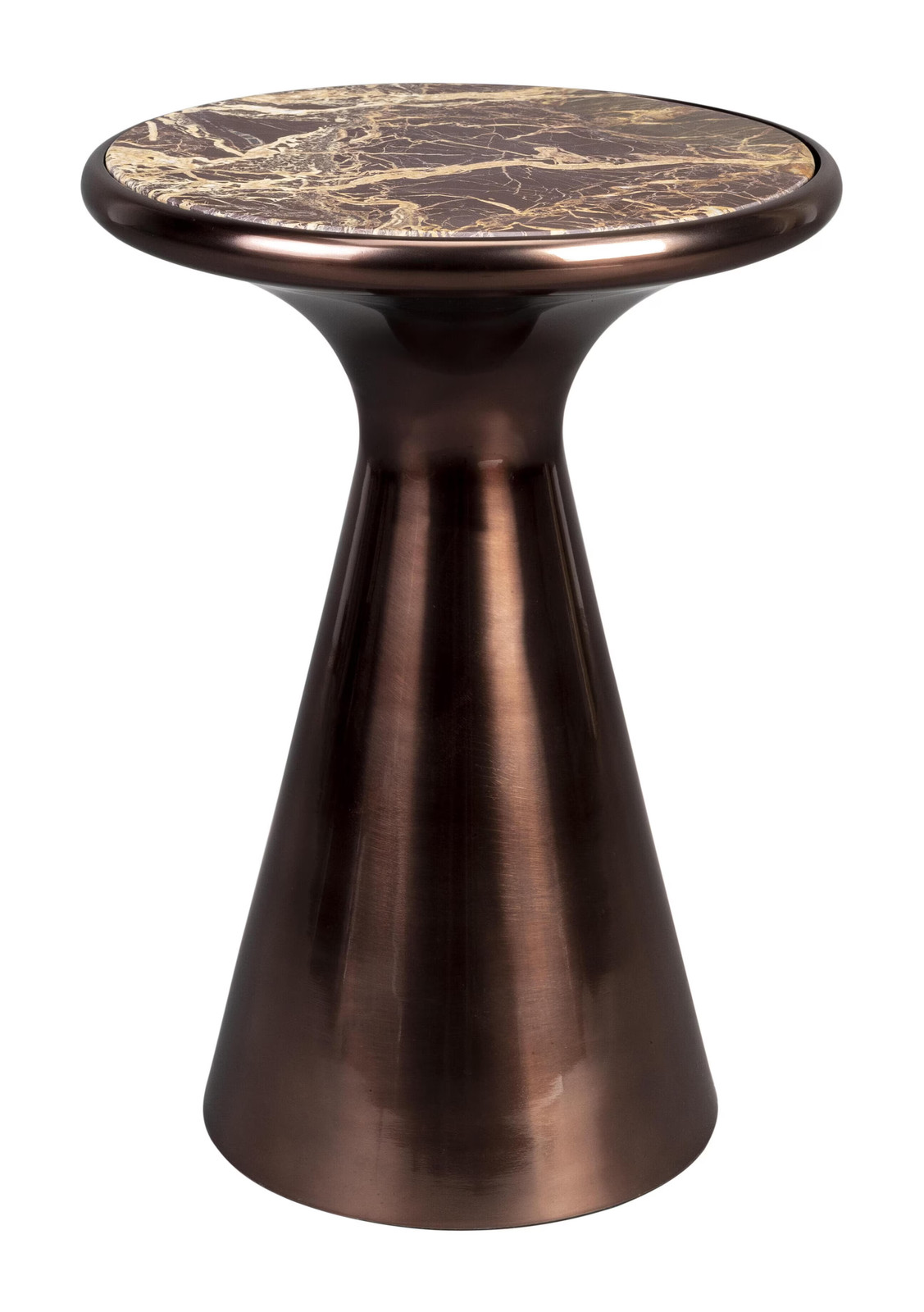 Dutchbone Ronde Bijzettafel Mount Marmer en Koper, Diameter: 32 cm