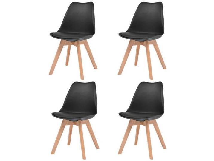 JILL®5614 MODE Luxe Chaises de salle à manger 4 pcs Noir Similicuir