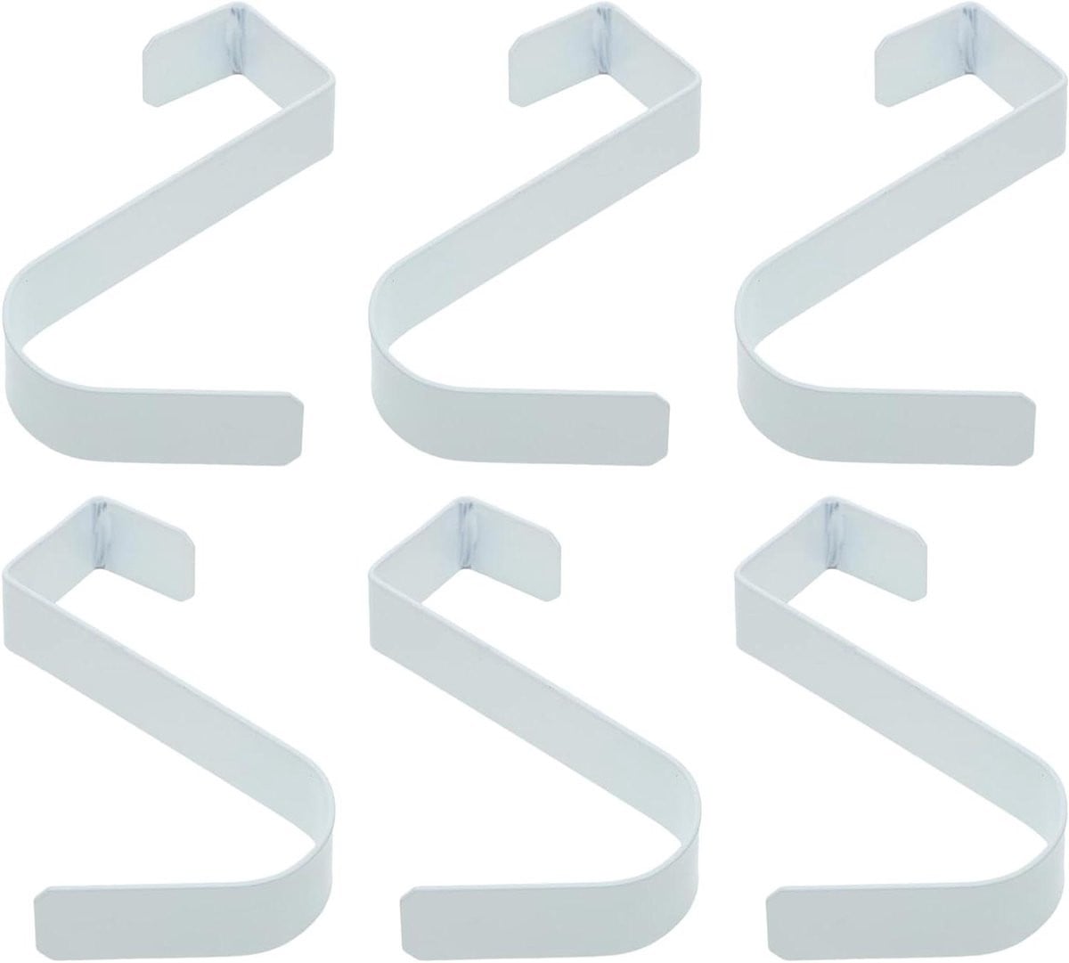Set van 6 witte metalen Z-vormige deurhangers voor extra ruimtebesparing