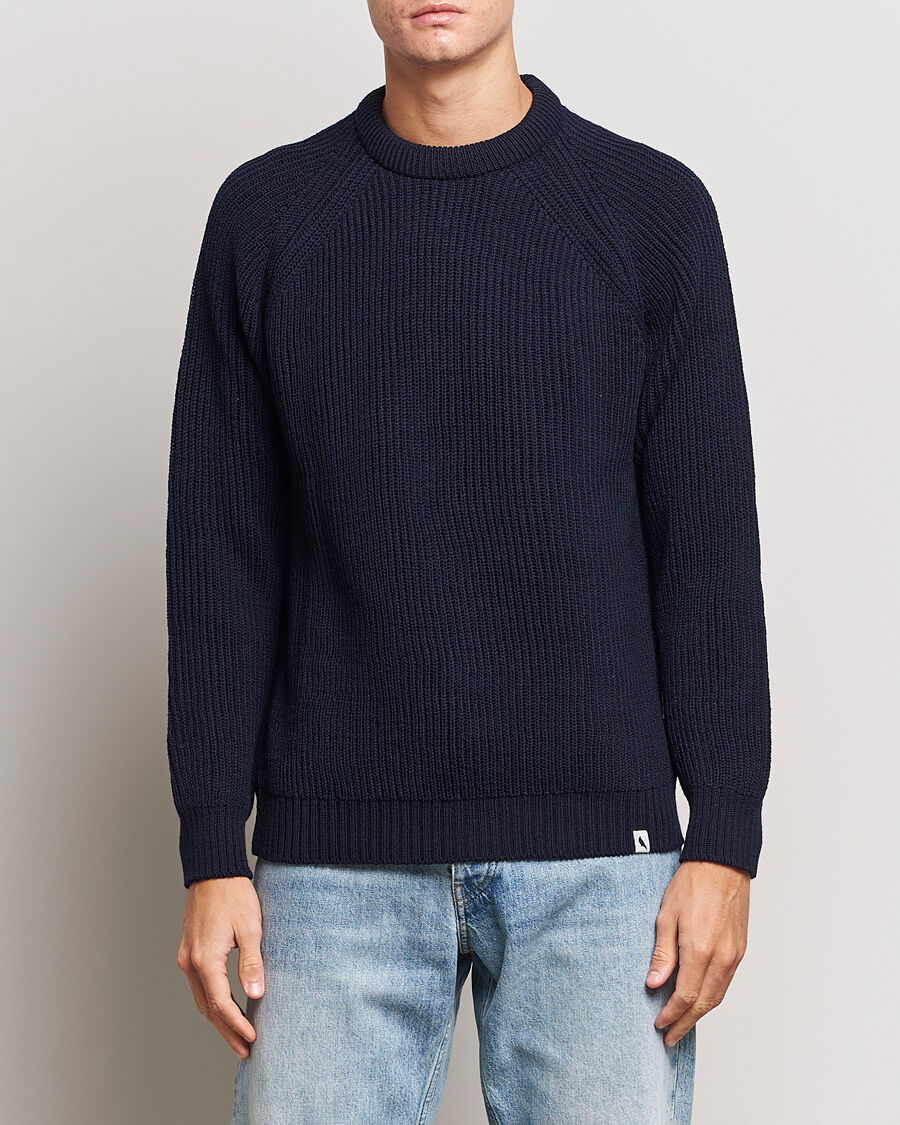 Peregrine Ford Knitted Wool Jumper Navy men XL Blå