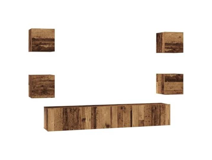 Kaorsrow TV-Schrank Set Wandmontiert 7-teilig Altholz Holzwerkstoff Flexibles Lowboard Hängeschrank Ensembles für Wohnzimmer und Schlafzimmer mit Scharniertüren und reichlich Stauraum.