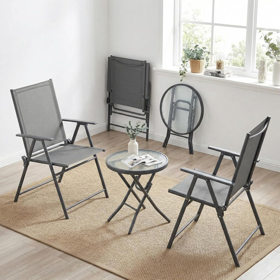 17 Stories Patio Dining Set Table, Black
