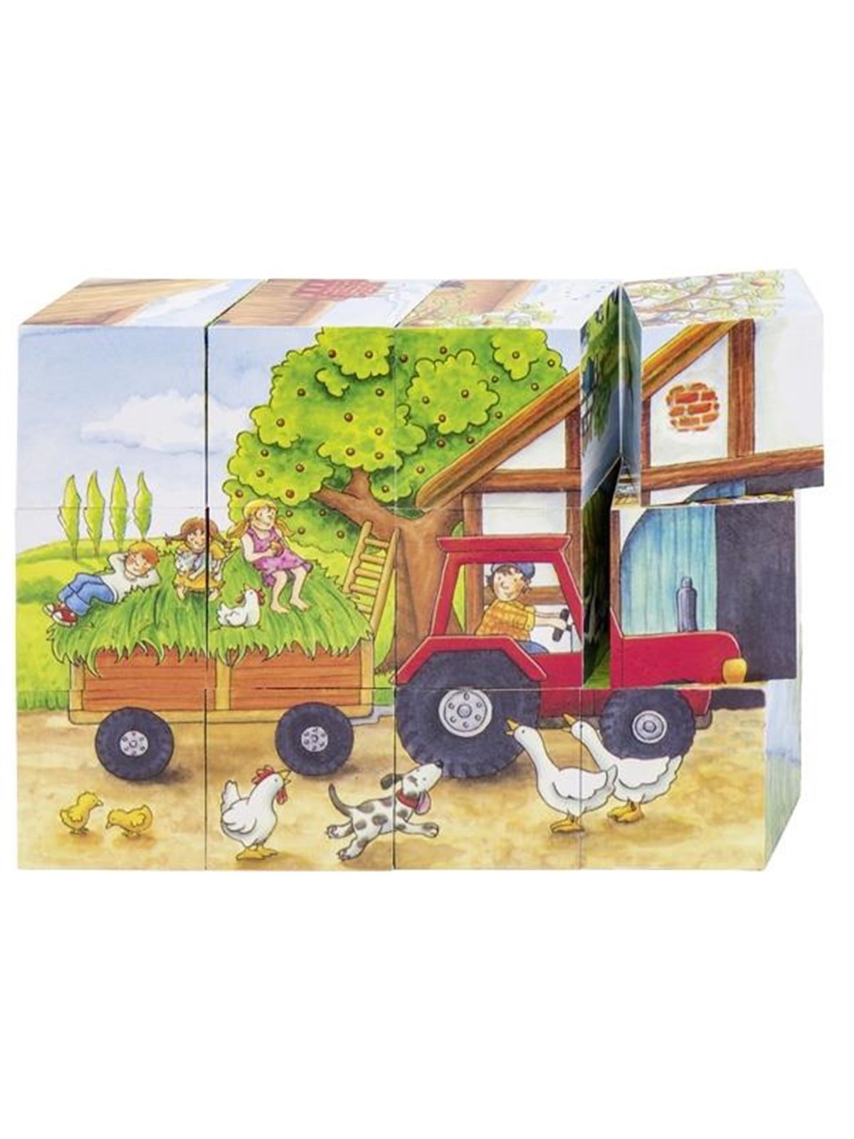 Goki Wooden Block Puzzle Seasons on the Farm 12 pcs. Block