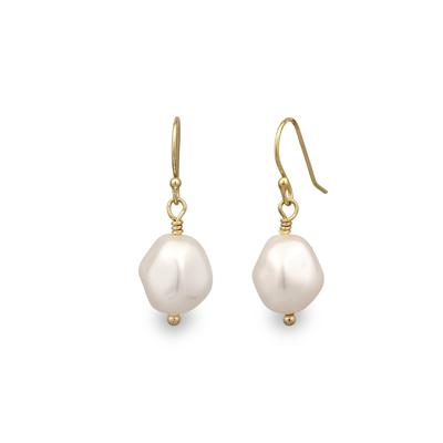 Paar Ohrhänger ELLI "Ohrringe Ohrhänger kurz Synthetische Perle Weiß 925 Sterling Silber" Gr. 32, gold, Ohrringe, Damen, 32, Silber 925 (Sterlingsilber)