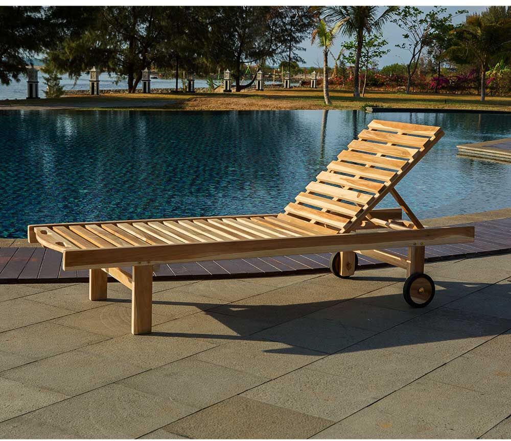 Pharao24.de Rollenliege aus Teak Massivholz Garten