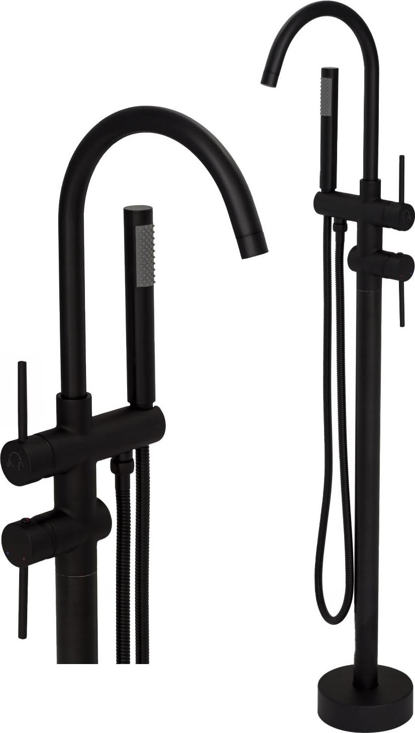 Granitan | Badarmatur KIVO - freistehend - schwarz - elegantes Design - einfache Bedienung - hochwertige Materialien
