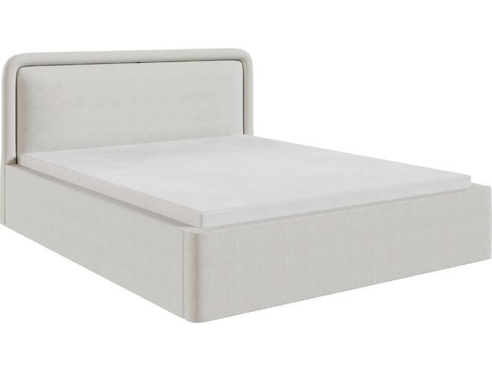 Polsterbett FORTE Latis , beige (hellbeige, hellbeige), B:156cm H:100,5cm L:216cm, Der Bezugsstoff Cremona aus der Davis-Kollektion ist ein hochwertiger Strukturstoff mit markantem, grobem Splitt und einer einzigartigen, fühlbaren Textur. Mit einer extrem hohen Scheuerbeständigkeit von über 70.000 Martindale-Zyklen, REACH-Zertifizierung und einer Grammatur von 465 g/m² ist er besonders robust, langlebig und sicher., Betten, Polsterbett, erhältlich in verschiedenen Farben