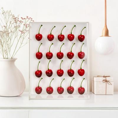 "American Art Decor Acrylic Shadow Box 20 Red Cherry Wall Decor - 2.25"" x 8.25"" x 10.5"""