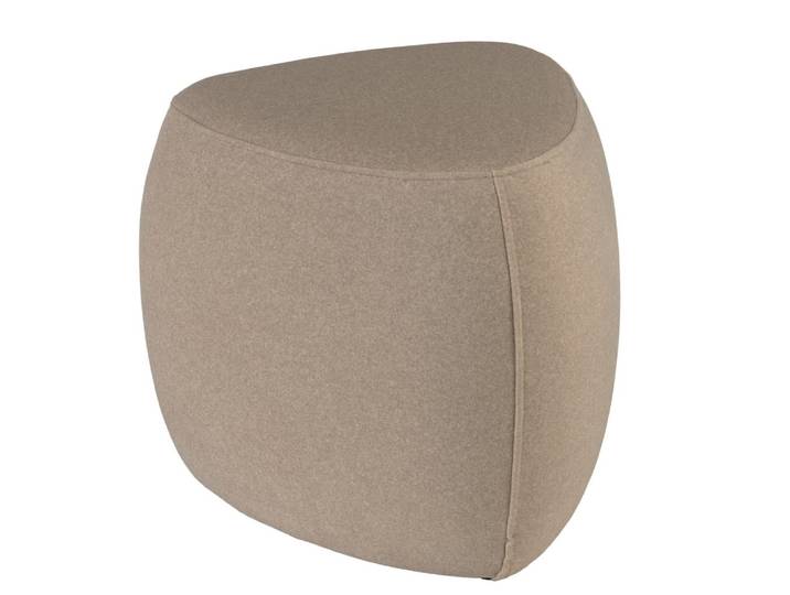 Pouf forme galet en tissu effet velours beige foncé