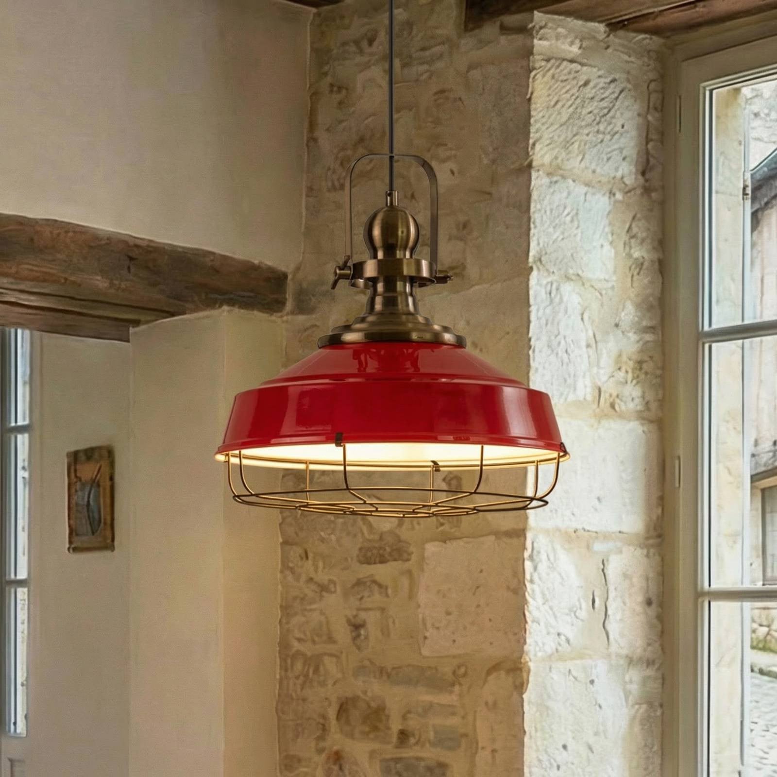 ROYALTECH Hanglamp Astel, Rood, Industrieel Design, Dimbaar