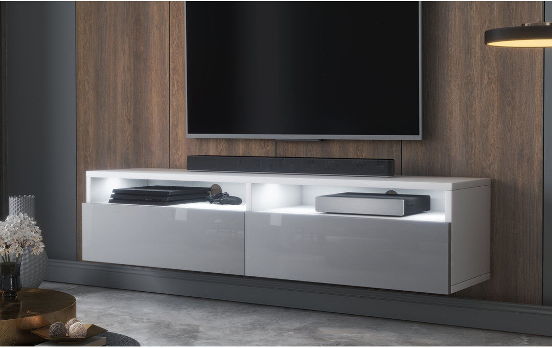 Latitude Run Nayara TV Stand for TVs up to 65" Matt White/Glossy Grey 65"