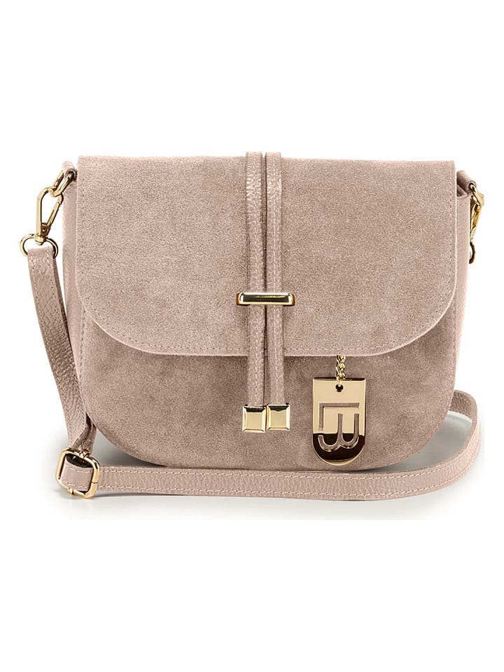 Lucca Baldi Leder-Umhängetasche "Varallo" in Taupe - (B)21 x (H)18 x (T)8 cm - onesize