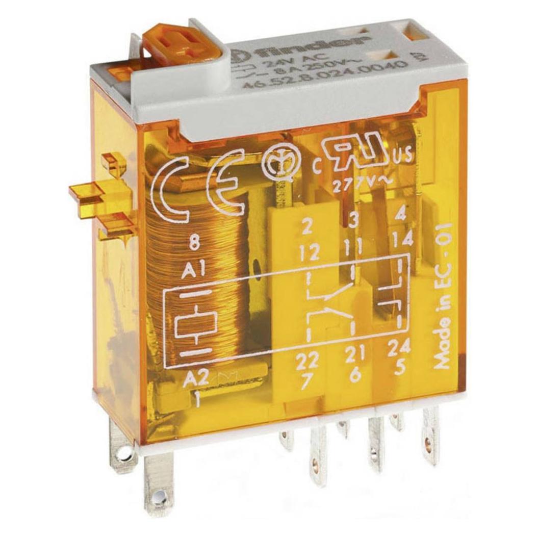 Finder Relais 8A 24VAC 2-Wechsler mit LED (46.52.8.024.0054)