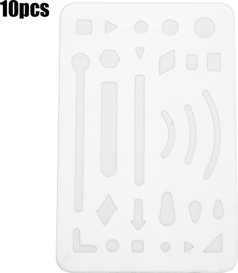 10 stuks Gistuch multifunctionele technische tekening sjabloon met 27 gaten en meetlint, transparant