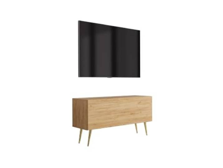 TV-Schrank Füße schräg gold, Eiche Craft, 100 x 32 x 52 cm