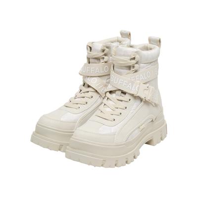 Stiefel BUFFALO "Buffalo ASPHA COM - VEGAN", Damen, Gr. 38, beige (cream), Polyurethan, unifarben, Schuhe Stiefel