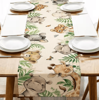 Inspire Picks Vintage Floral Bird Linen Table Runner Farmhouse Summer Garden Dining Decor 1 150x33cm 59x13inch