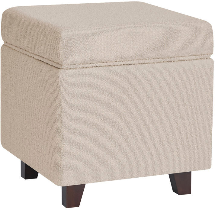 17 Stories Pittston Cambridge Boucle Square Storage Ottoman Beige 50cm H X 46cm W X 46cm D