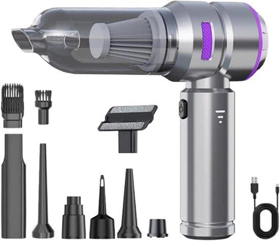 Draagbare 4-in-1 auto-interieurreiniger, oplaadbaar, zilver