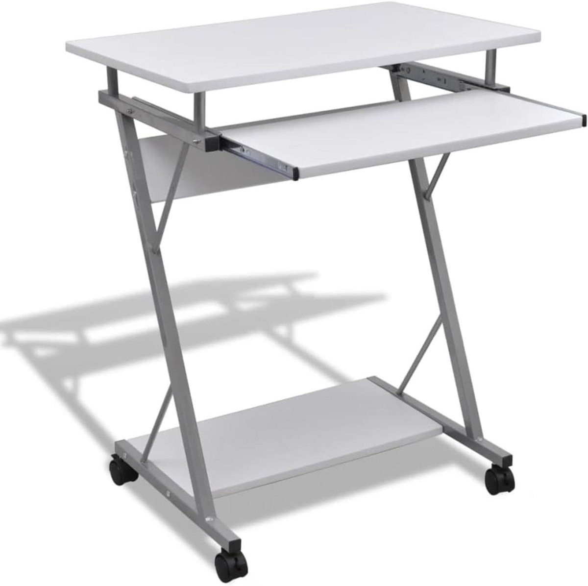 Compact wit bureau met uittrekbaar toetsenbordblad voor thuiswerken