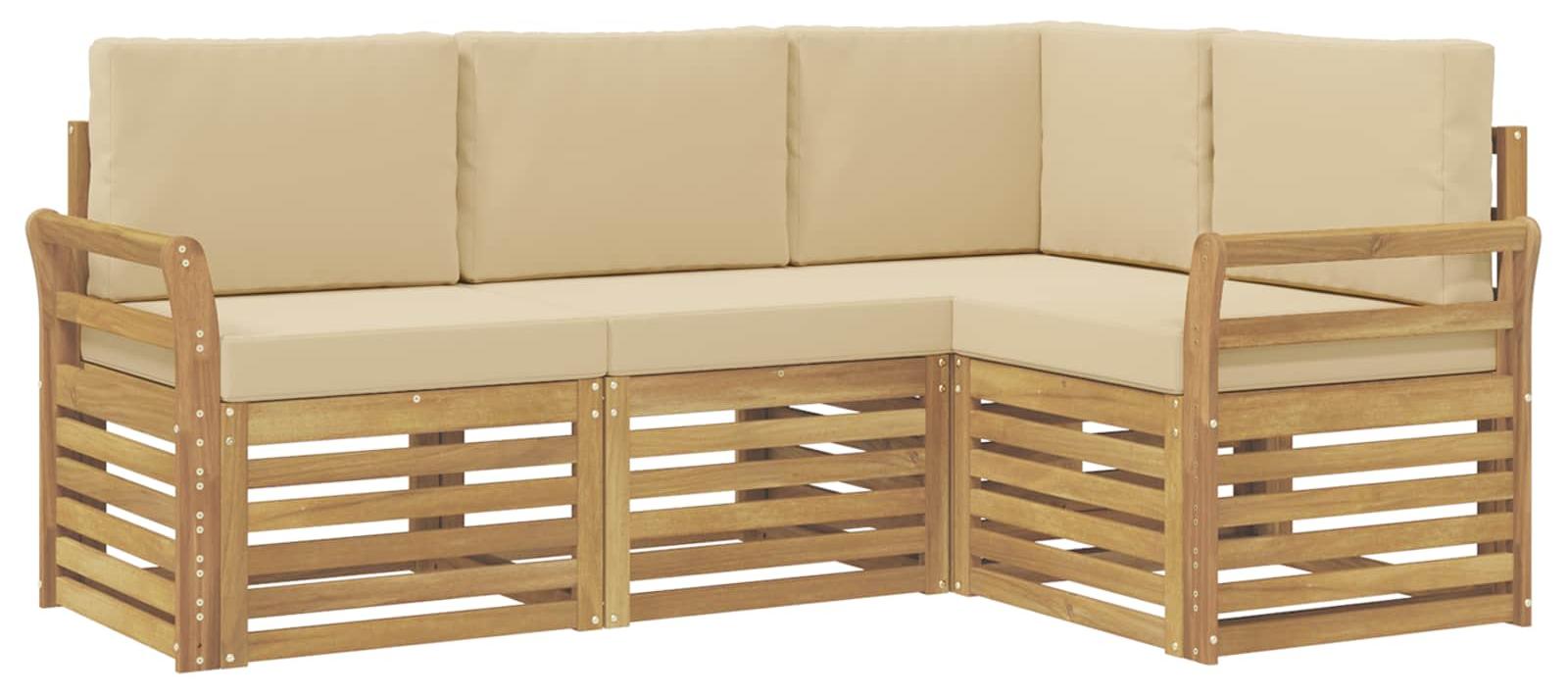 Garnitur aus 4 Outdoor-Sofas, Farbe Beige, Material: Polyester