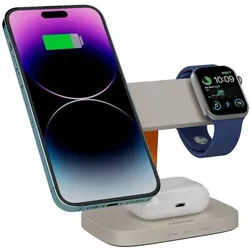 Canyon WCS-310 - Hexagon 310 - 3in1 - wireless Qi charging station for 3 devices simultaneous (15 W), Wireless Charger, Orange, Grau