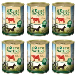 Best Nature Adult, Nassfutter für Hunde, 6x 400g - Rind, Reis und Distelöl