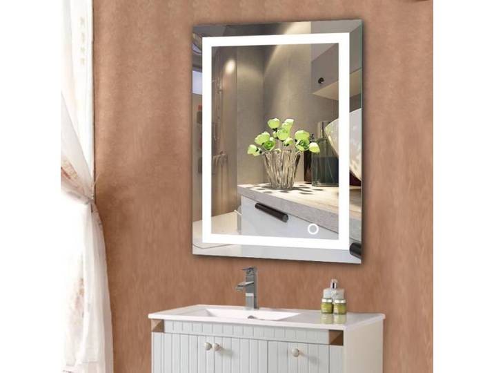 Miroir de Salle de Bains avec LED Illumination - YIS - 80x60cm - Blanc - IP67