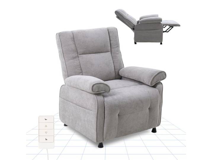 FlexiSpot Fauteuil de Relaxation Électrique Ergonomique Inclinaison Réglable Fauteuil TV de Salon Grand Confort Gris Claire