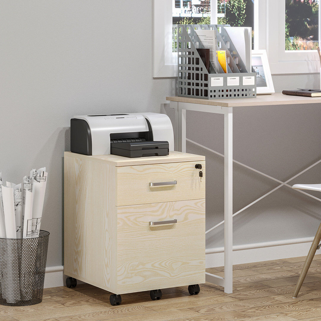 Zipcode Design Brittani 40 cm W 2 -Drawer Filing Cabinet Oak 54.6cm H X 40cm W X 45cm D