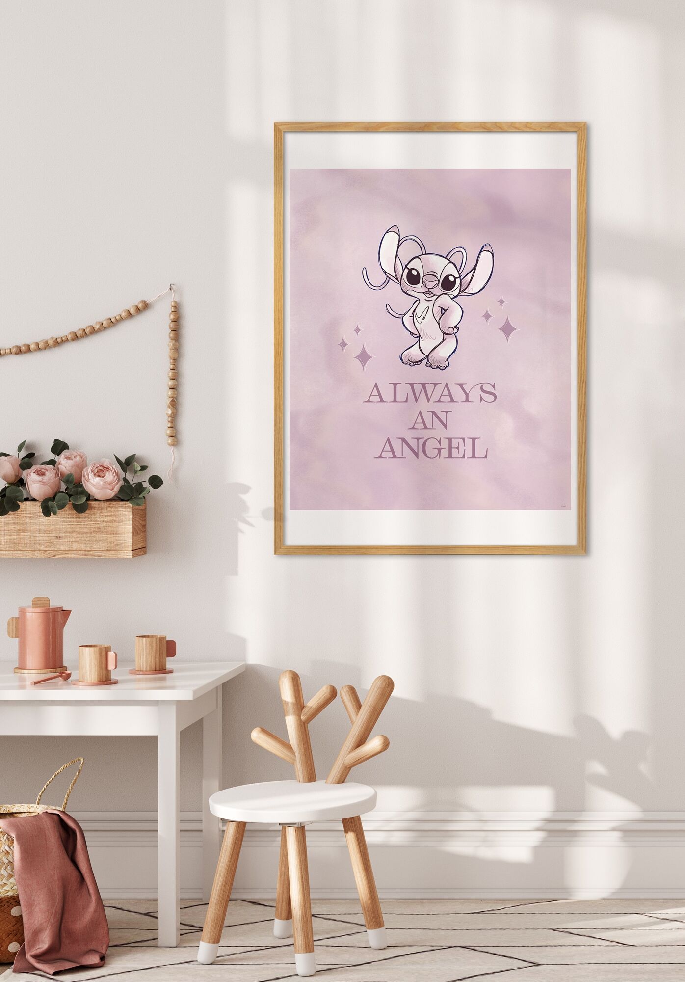 Bild KOMAR "Stitch Always an Angel", rosa (farbe bild(er): rosa), B:30cm H:40cm, Holz, Papier, Bilder, Bild, Wandbild zur Dekoration im Kinderzimmer - ohne Rahmen farbe bild(er): rosa B/H/T: 30cm x 40cm, Deutsches Premium-Poster Fotopapiermit seidenmatter