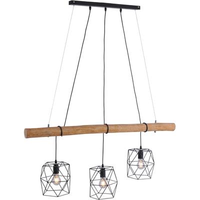 JUST LIGHT Pendelleuchte "EDGAR", braun (schwarz, braun), 3, 1 Stk., Leuchten, Hängeleuchte, Hängelampe, Pendelleuchte
