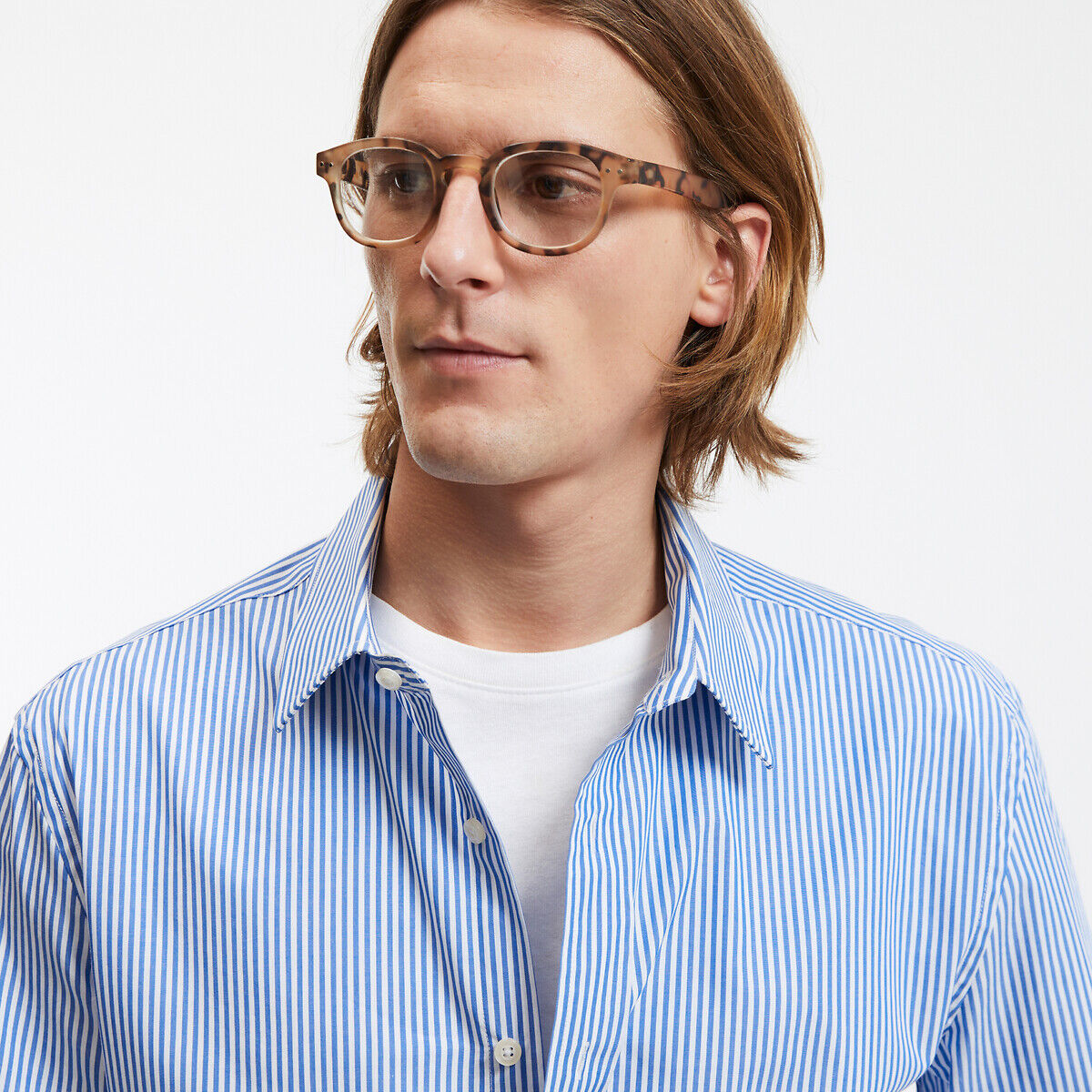LA REDOUTE COLLECTIONS Chemise rayée slim, col français, coton, Signature