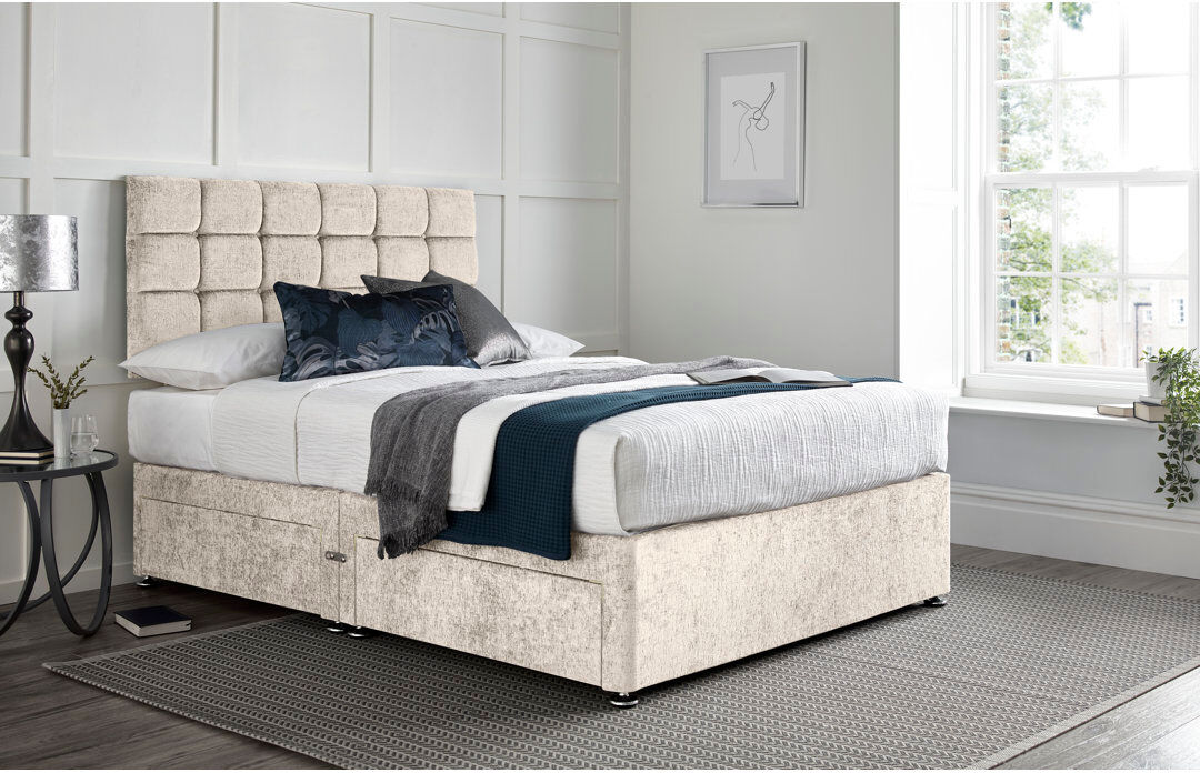 Wayfair Sleep Wattenberg Divan Bed with 24" Headboard on Struts Cream Kingsize (5')