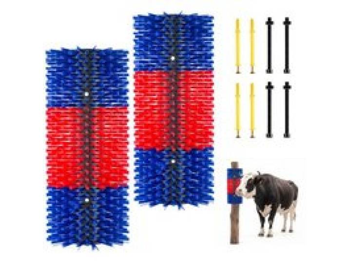 VEVOR Kratzbürste 43x19 cm, Viehbürste 2 Stk. inkl. 8 Schrauben, Rinderkratzer zur Linderung von Rückenjucken, Massage-& Pflege-Kratzwerkzeug für Pferde, Rinder, Schafe & Schweine, Blau & Rot