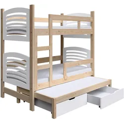ETAGENBETT OHANA mit Bettkasten 75x180 cm Kieferfarben
