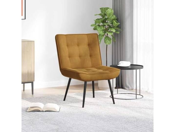 Relaxsessel Braun 64x74x84 cm Samt mit Fußhocker Samtbezug, Metall-Sperrholz-Gestell, weiche Polsterung, bequeme Rückenlehne, Fußhocker inklusive, Montageanleitung