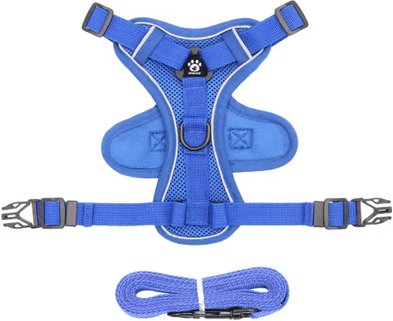 Inspire Picks ReflectaFit Adjustable Cat Harness And Leash Set For Safe Outdoor Adventures blue s