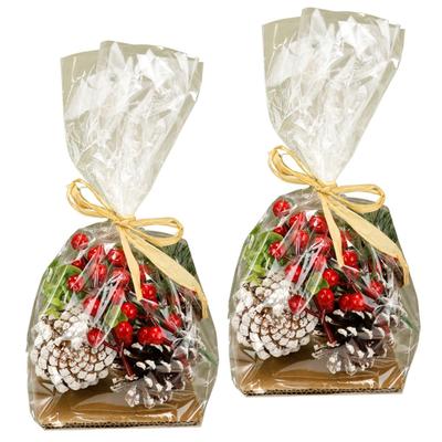 Streudeko I.GE.A. "Bastelnaturmaterial Streudeko", bunt (grün, rot), B:13cm H:30cm L:8cm, Basteldekorationen, Deko-Zapfen Eukalyptus Beeren Tanne Basteln Adventskränze 14 Teile