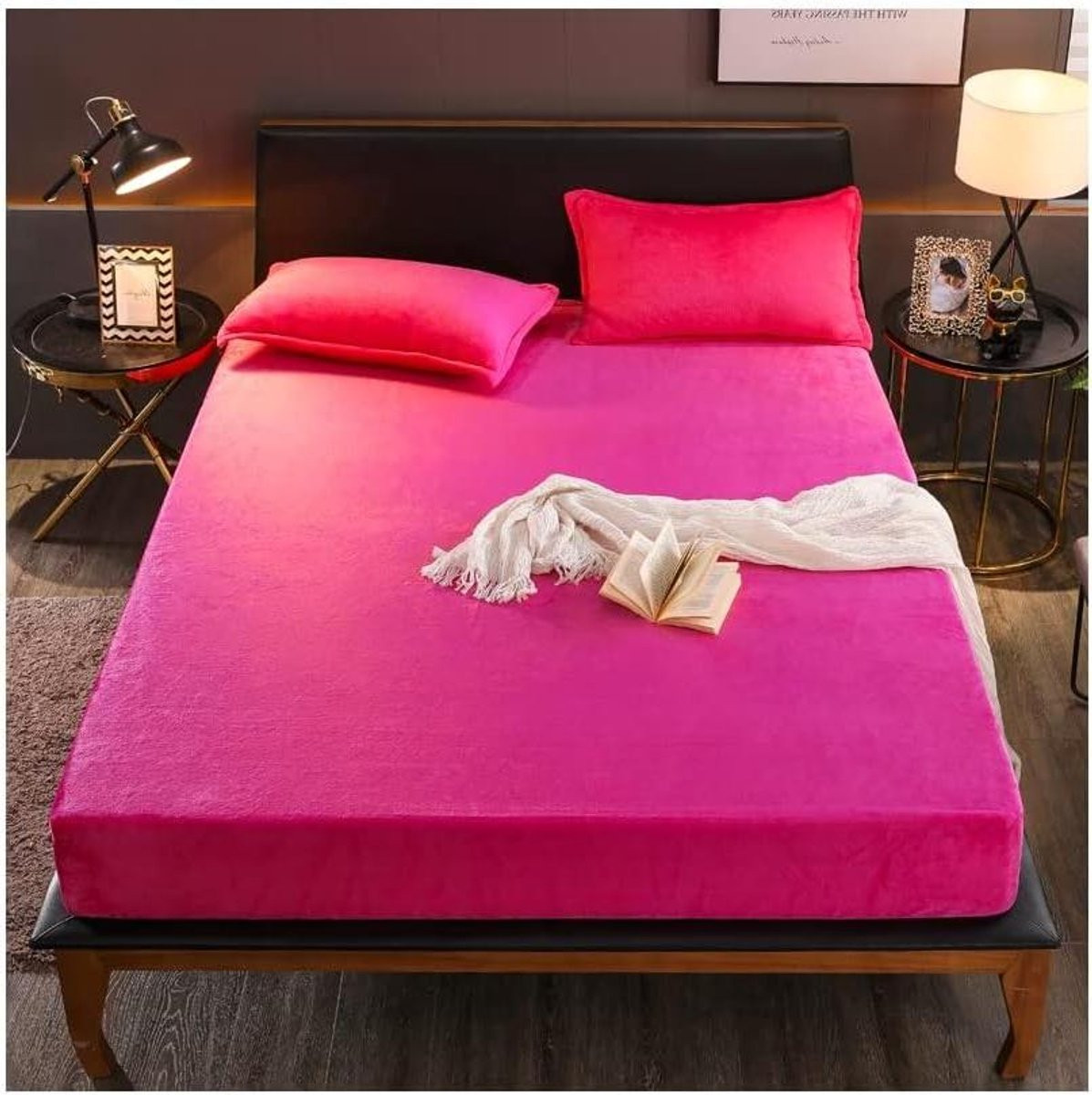 Merkloos Flanellen Hoeslaken Rose Red - 150x200 cm