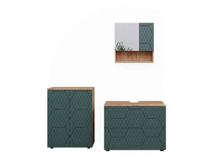 Meubles bain Irma 3 pièces Vert/Chêne doré Vicco 47194