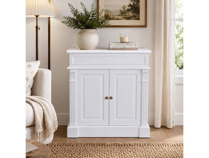Kommode Landhausstil weiß aus Massivholz – 90 cm