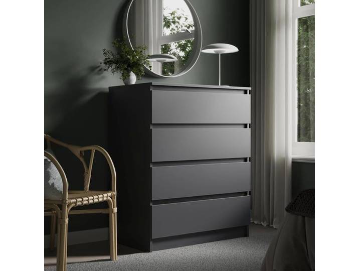 Commode de chambre 4 tiroirs - 80x50x100 cm - Commode style scandinave - Meuble de rangement - Anthracite