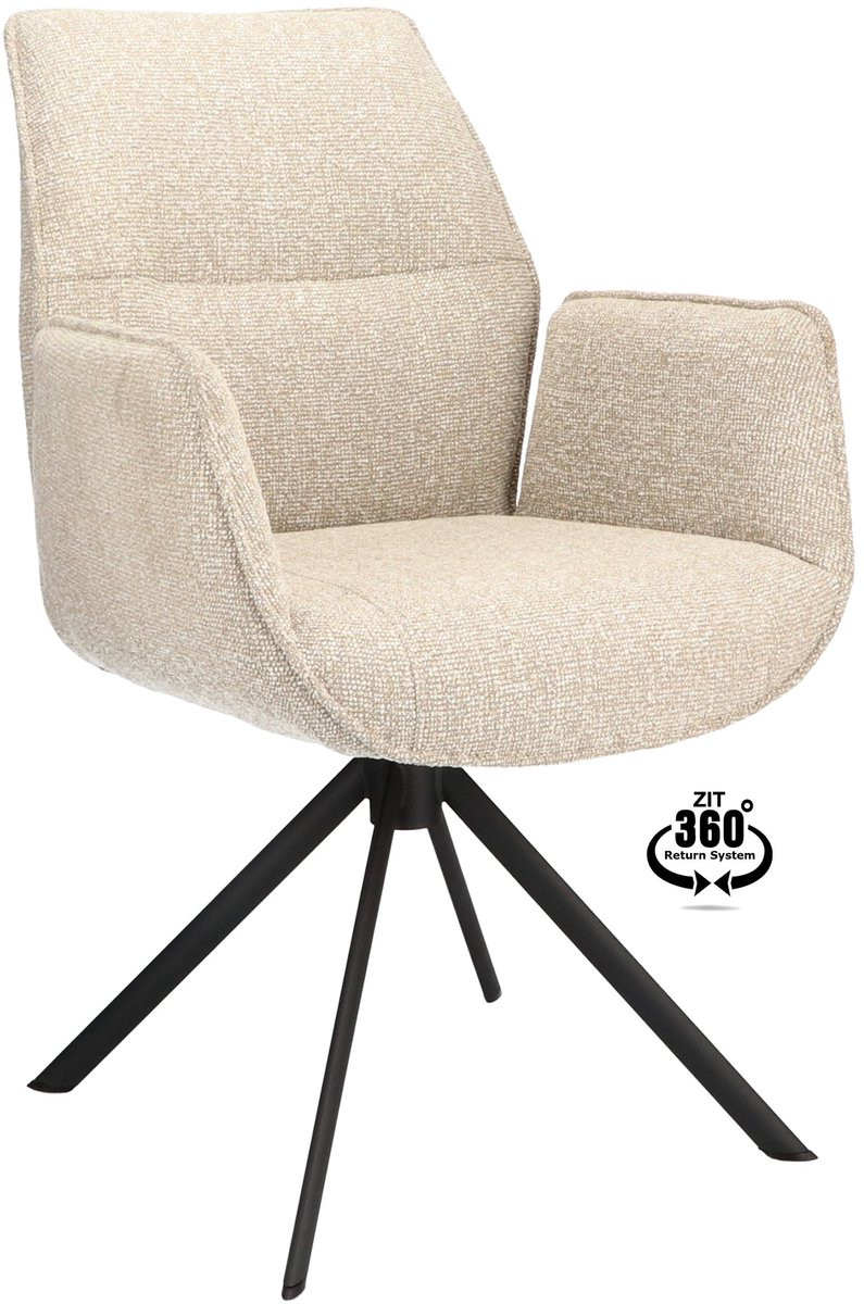 Icon Living Armstoel Lux Lodge Beige met Black 360° Return-System