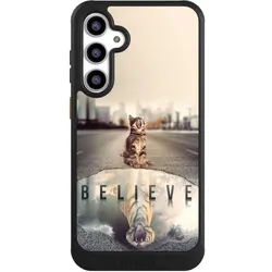 Nivocase Hülle für Samsung Galaxy S23 FE Handyhülle NIVOcore Case Schwarz Motivation Tiere Tiger (Samsung Galaxy S23 FE), Smartphone Hülle, Schwarz