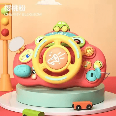 Inspire Picks Baby Toy Electric Simulate Driving Car Copilot Steering Wheel Stroller Driving Early Educational Toys For 0 36 Months To red