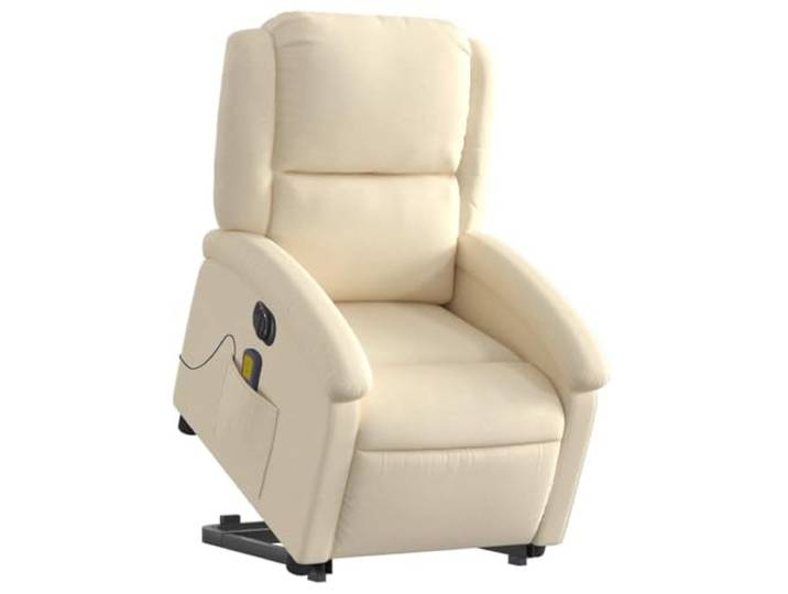 vidaXL Elektrischer Massagesessel mit Aufstehhilfe Creme Stoff
