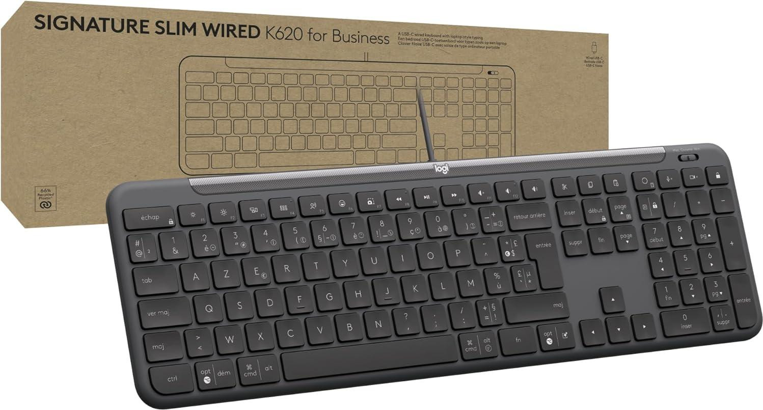 Logitech K620 Bekabeld Toetsenbord voor Zakelijk Gebruik, Grafietkleur (FR)