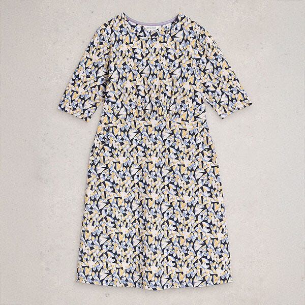 White Stuff Olivia Jersey Dress Blue Print
